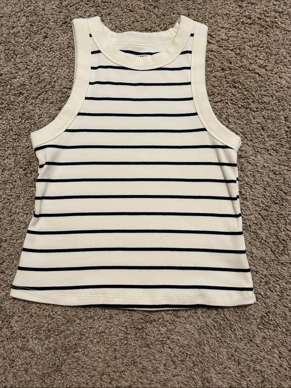 Striped White & black Tank Top